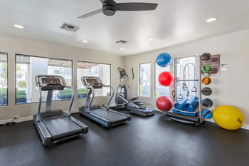 Fitness center with free weights